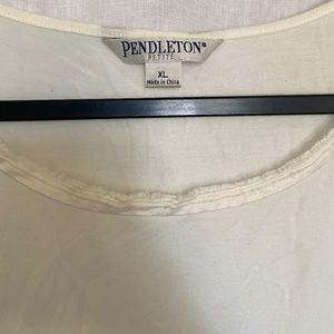 Pendleton Tank top slub sleeveless with fringe neck detail